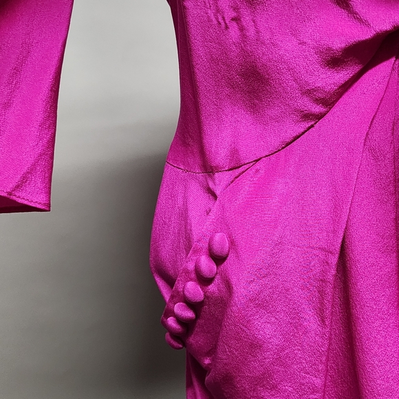 YOHANA BARASCHI Pink Silk Dress Crafted w/Skills From Another Time, Size 10 - Picture 5 of 5